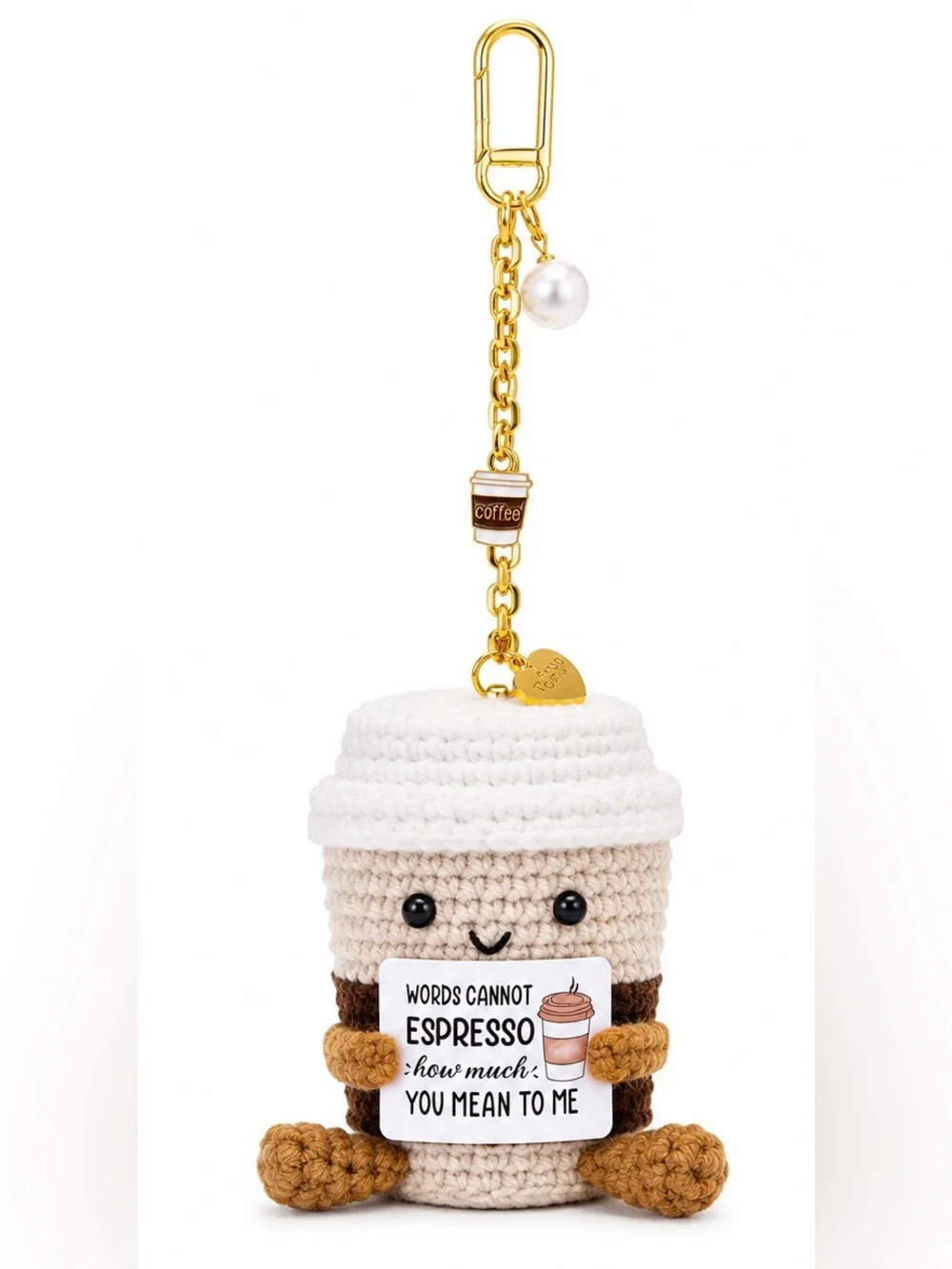 Charm Tory Toro Handmade Positive Crochet Coffee Cup Keychain ☕️👜